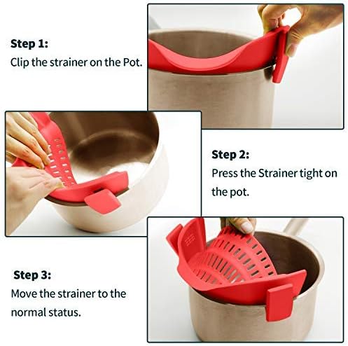 AUOON Clip On Strainer for Pots, Standard 8.86 x 3.55 in, Orange - Image 6