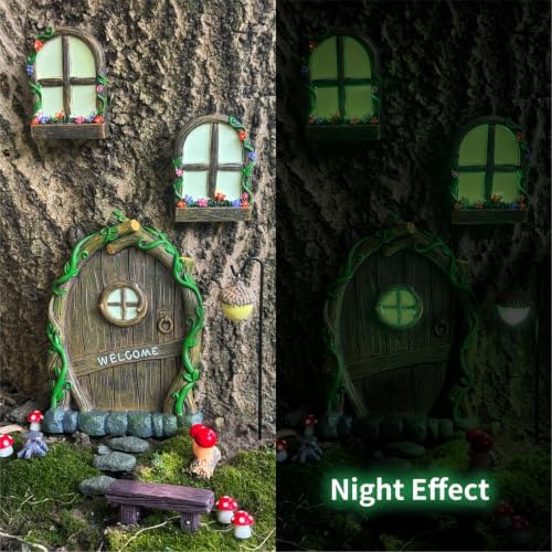 Fairy Door and Windows for Trees Mini Fairy Garden Accessories Outdoor Kit - Image 4