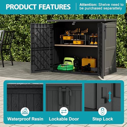 Outdoor Horizontal Storage Shed 36 Cu Ft with Lockable Doors, Waterproof Storage Box for Backyards, Portable Outdoor Storage Cabinet Easy to Assemble - Image 3