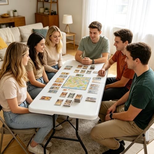 HKLGorg 8ft Folding Table, White Plastic Foldable Party Dining Table - Image 6