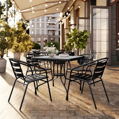Flash Furniture 31.5 in Aluminum Square Table, Black - Image 2