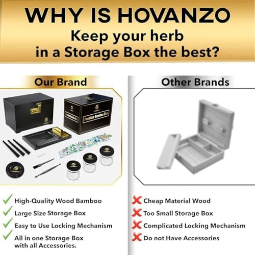 HOVANZO Premium Large Bamboo Storage Box with Organizer Tray - Storage Wood Box and Accessories - Decorative Box with Combination Lock - Large Wooden Container - Box Kit with Glass Jars - Image 2