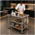 Stainless steel kitchen prep work table,available in fixed or with Wheels by Unknown