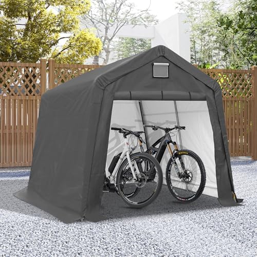 COVERONICS 10' x 10' Outdoor Portable Storage Shelter Shed, Grey - Image 4