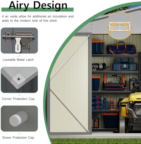 Devoko 10x14 FT Outdoor Storage Shed, Gray - Image 5