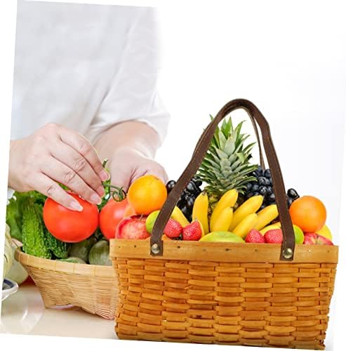 Yardwe 3pcs Woven Picnic Basket Handles Capacity Handheld Storage Basket for Fruits Vegetables Snacks for Outdoor Gatherings Home Organization - Image 7