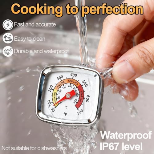 Grill Thermometer Mini Square Dial 50-700F Dual Scale BBQ Gauge - Image 3