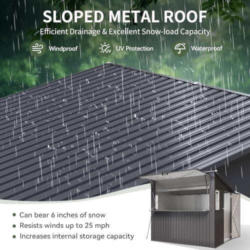 Aoxun 8x7 FT Outdoor Bar Shed with Canopy Black - Image 6