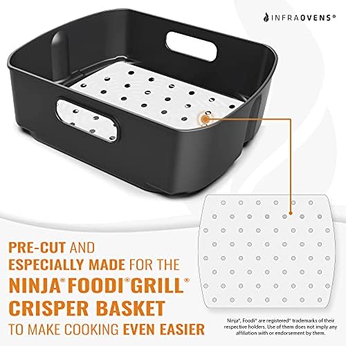 Air Fryer Parchment Paper For Ninja Foodi Grill 5-in-1 AG301, 4qt Ninja Foodi Accessories, AirFryer Accessories, 100pcs Air Fryer Liners, Heat Resistant Mat for Cookware by INFRAOVENS - Image 2