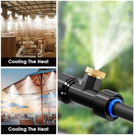 Misting Cooling System 59FT (18M) Misting Line + 26 Brass Mist Nozzles + 28 Brass Adapter(3/4") Outdoor Mister for Patio Garden Greenhouse Trampoline for Waterpark - Image 6