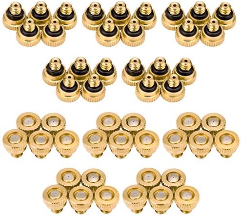 50Pcs Brass Mister Nozzles, 0.012" Misting Tips for Outdoor Cooling by Aepeye