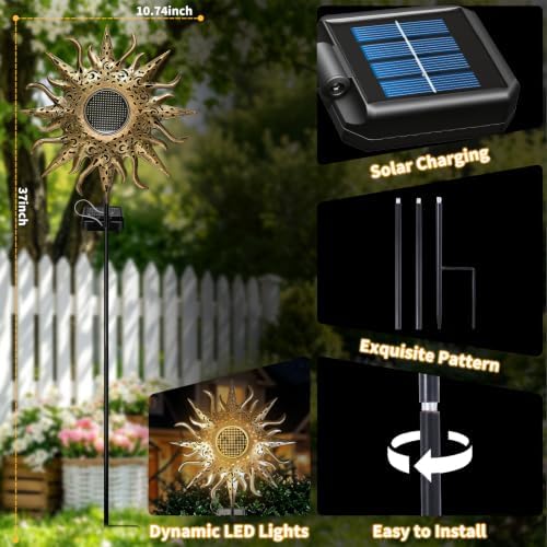 Solar Lights Outdoor Decor, Solar Sun Garden Decorations - Image 3