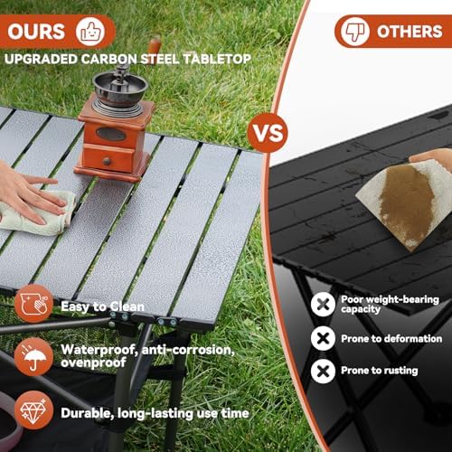 Opliy Portable Folding Camping Table for 4-6 Persons Aluminum Collapsible Table Lightweight with Carry Bag for Camping, Hiking, Picnics, BBQ, Beach Trips & Tailgating - Image 6