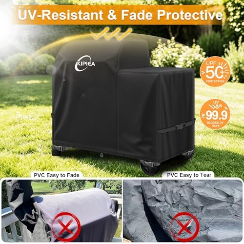 Kipiea 600D Heavy Duty Grill Cover for Traeger Woodridge, Waterproof Wood Pellet Smoker Cover with Windproof Buckles, Pellet BBQ Grill Covers for Outside Anti-UV, No Tear, No Fading - Image 6