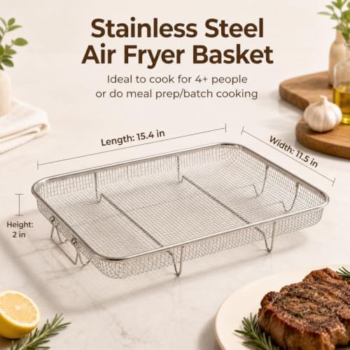 TeamFar 15.4 Inch Air Fryer Basket for Oven, Air Fryer Rack, 3 Pieces - Image 2