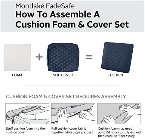 Classic Accessories Montlake FadeSafe Water-Resistant 25 x 22 x 4 Inch Wide Back Patio Quilted Lounge Cushion, Navy - Image 3
