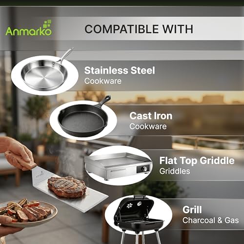Metal Spatula Set - Griddle Accessories kit - Grill Flat Spatula Pancake Flipper Hamburger Turner - Metal Utensil Great for BBQ Grill Flat Top - Cast Iron Griddle Accessories - Commercial Grade - Image 5