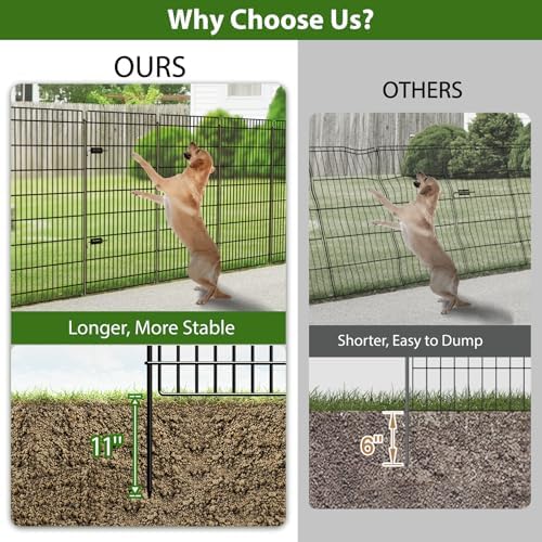 Metal Garden Fence with Gate 48 in x 25.3 ft, Tall Dog Fence for Yard - Image 3