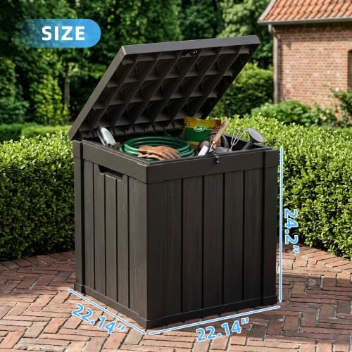 PatioZen 50 Gallon Outdoor Deck Box,Waterproof Resin Outdoor Storage Boxes, Outside Storage Lockable Container for Garden Tools,Indooor Cushions,Accessories (Black) - Image 2