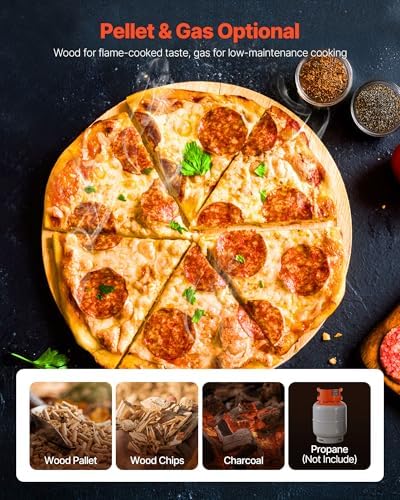 VEVOR Dual Fuel Pizza Oven Outdoor, 16 in Wood Fire & Propane Gas Pizza Oven, Portable Pellet & Propane Pizza-Maker with Thermometer, Large Multi Fuel Pizza Cook for Outside Camping & Backyard - Image 3