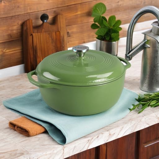 Lodge Essential Enamel Cast Iron Dutch Oven, 6 Quart, Spruce - Image 5