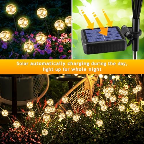 vignuto Solar Lights Outdoor Waterproof, 4 Packs, Solar Globe Lights, Garden Decor, Patio Decor, Unique Gifts for Women, Gifts for Grandma - Image 3