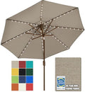 EliteShade USA 10-Year-Non-Fading 9ft Market Patio Umbrella, Commercial Grade Table Sun Umbrella with 80 Solar LED Lights, Crank Open, Windproof & UPF 50+ UV Protection for Garden, Deck, Pool, Backyard, Mushroom by EliteShade