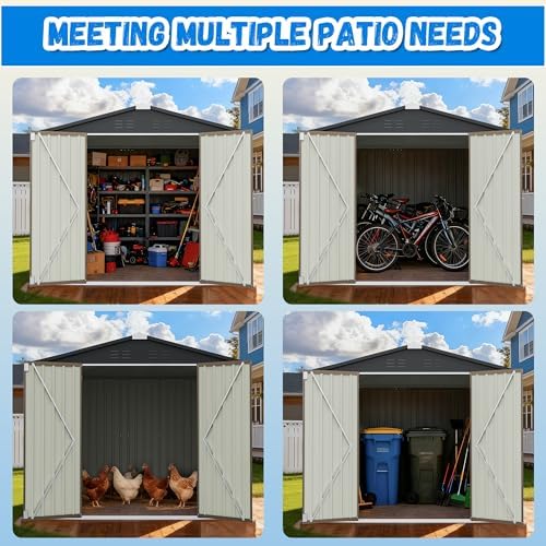 Greesum 8x8FT Outdoor Storage Shed, Brown - Image 6