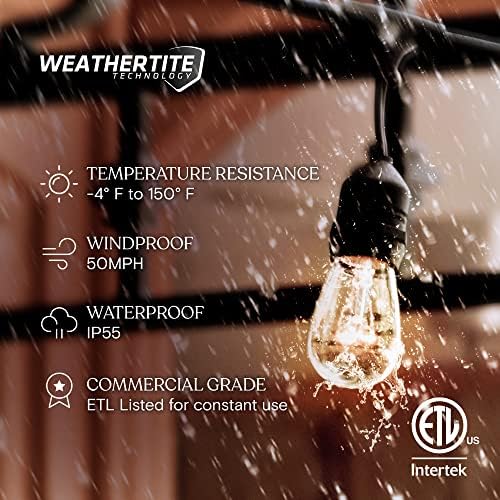 Brightech Ambience Pro Incandescent Outdoor String Lights - Commercial Grade Waterproof Patio Lights with 24 Ft Dimmable Edison Bulbs, Porch String Lights for Patio, Backyard, Christmas - 7 Bulbs 11W - Image 2