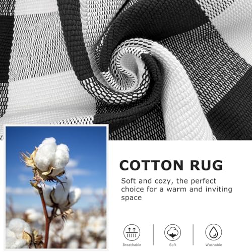 IOHOUZE 4x6 Buffalo Plaid Outdoor Rug, Washable Front Porch, Black White - Image 6