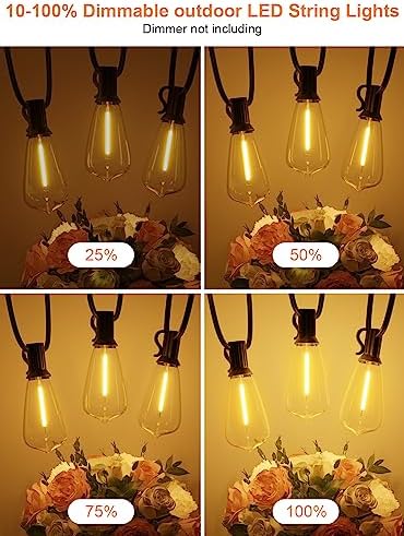 GPATIO 120FT Outdoor String Lights, Waterproof Patio Lights with 64 Hanging Lights ST38 Bulbs, 2700k Shatterproof for Backyard Gazebo Porch Garden Outside Decor - Image 4