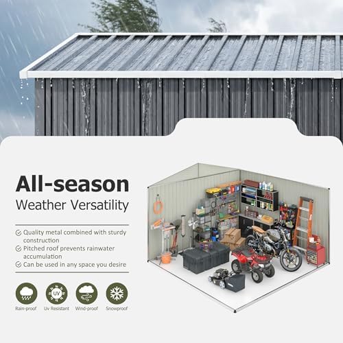 AirWire 10x12 FT Outdoor Storage Metal Shed for Backyard Garden Patio - Image 4