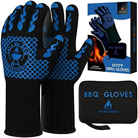 BBQ Grill & Oven Gloves 1472°F Heat Resistant | Storage Case & Gift Box by MMERCHENS