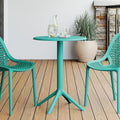 Costaelm Patio Table for 4-Person, Outdoor Patio PP Round Dining Table, All-Weather Bistro Dining Table for Backyard Deck Porch Poolside, Turquoise by Costaelm