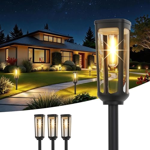 JEJOT Solar Pathway Lights Outdoor Waterproof, 4 Pack Solar Walkway Lights by JEJOT