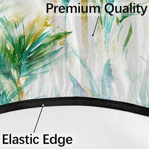 Fitted Round Tablecloth with Umbrella Hole and Zipper Tropical Trees Outdoor Elastic Table Cloth 36"-44" Oil-Proof Waterproof Abstract Tree Patio Table Cover for Picnic Party - Image 4