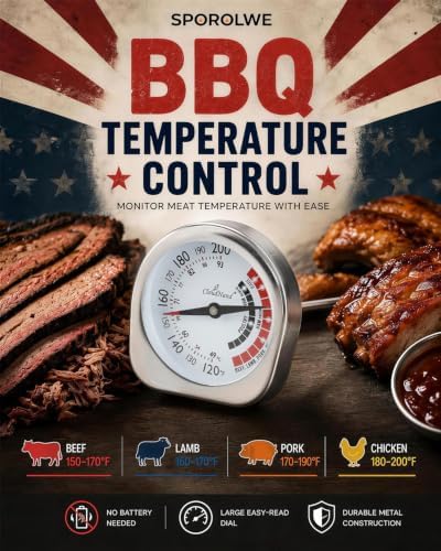 Leave in Probe Meat Thermometer Oven Safe Dual Pointer Dial BBQ Grill - Image 2