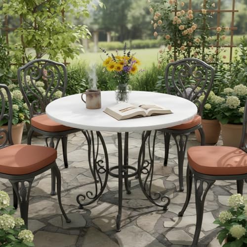 LUSHVIDA Round Tablecloth, Fitted Table Cloth for 45"-56" Tables, White - Image 3