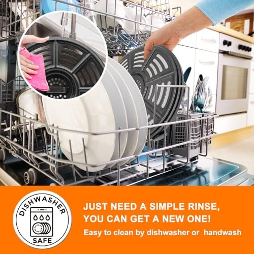 Air fryer Accessories for Ninja AF101 4 QT AF161 Max XL AF150 XL Air Fryer, 8.2'' Round Food Grade Air Fryer Grill Pan Grill Plate Crisper Plate Replacement Parts Tray Rack,Dishwasher Safe - Image 5