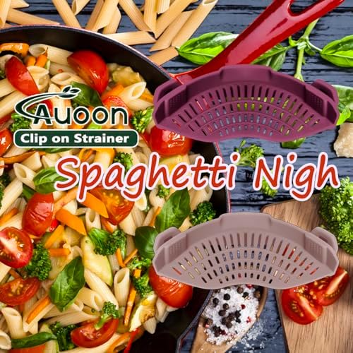 AUOON Pasta Strainer Clip on Silicone, Standard 8.86 x 3.55 in, Almond Rose - Image 4