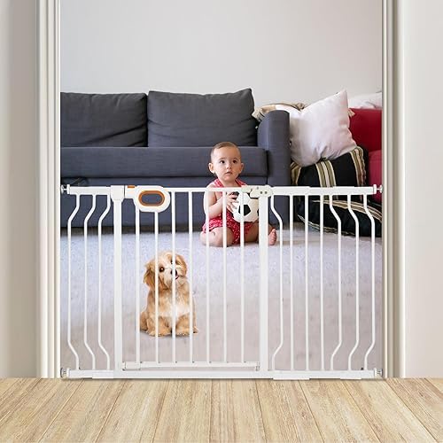 owlie 29-52 Inch Wide Baby Gate with Door for Stairs Doorways - Image 5