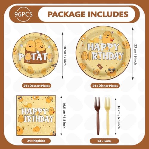 96Pcs Funny Potato Birthday Cartoon Party Decorations, Serves 24 - Image 5