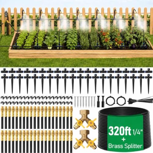 Bluepro 320FT Drip Irrigation System with Brass Splitter & Copper Nozzles by Bluepro