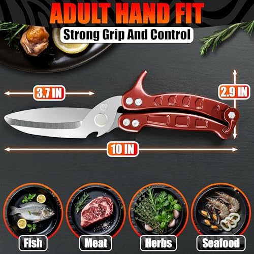 Kitchen Shears Heavy Duty, Poultry Shears, Meat Scissors for Turkey, Red - Image 2