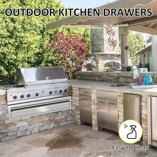 Outdoor Kitchen Drawers 24" W x 6.5"H x 23"D Single BBQ Drawers Stainless Steel Built-in Drawer for Outdoor Kitchen Island, Patio Grill Station - Image 5