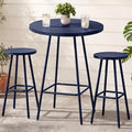 Best Choice Products 3-Piece Patio Dining Set, Bar Height, Outdoor Bistro Set, Outdoor Round Bar Table w/ 2 Bar Stools, Steel - Navy by BestChoiceProducts
