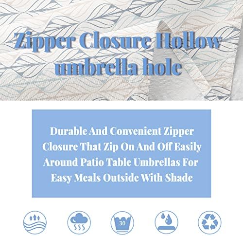 Outdoor Tablecloth with Umbrella Hole and Zipper, Patio Table Covers for Spring/Summer, Machine Washable Outdoor Party/Picnic Rectangle Table Cloth 60 x 102 in - Image 6