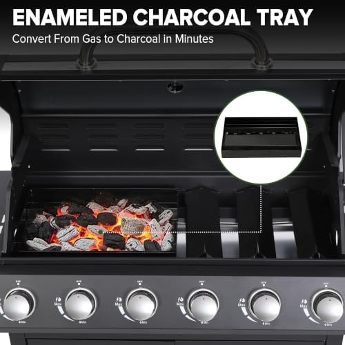 6-Burner Propane Gas Grill and Griddle Combo with Side Burner - Image 4