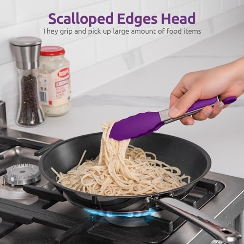 U-Taste Kitchen Tong for Cooking, 600ºF Heat-Resistant Silicone, 7in/Purple - Image 4