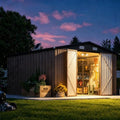 Aoxun 12 x 10FT Outdoor Storage Shed with Solar-Powered Light, Brown by Aoxun
